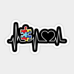 Autism Puzzle Heartbeat Tshirt Autism Awareness Sticker